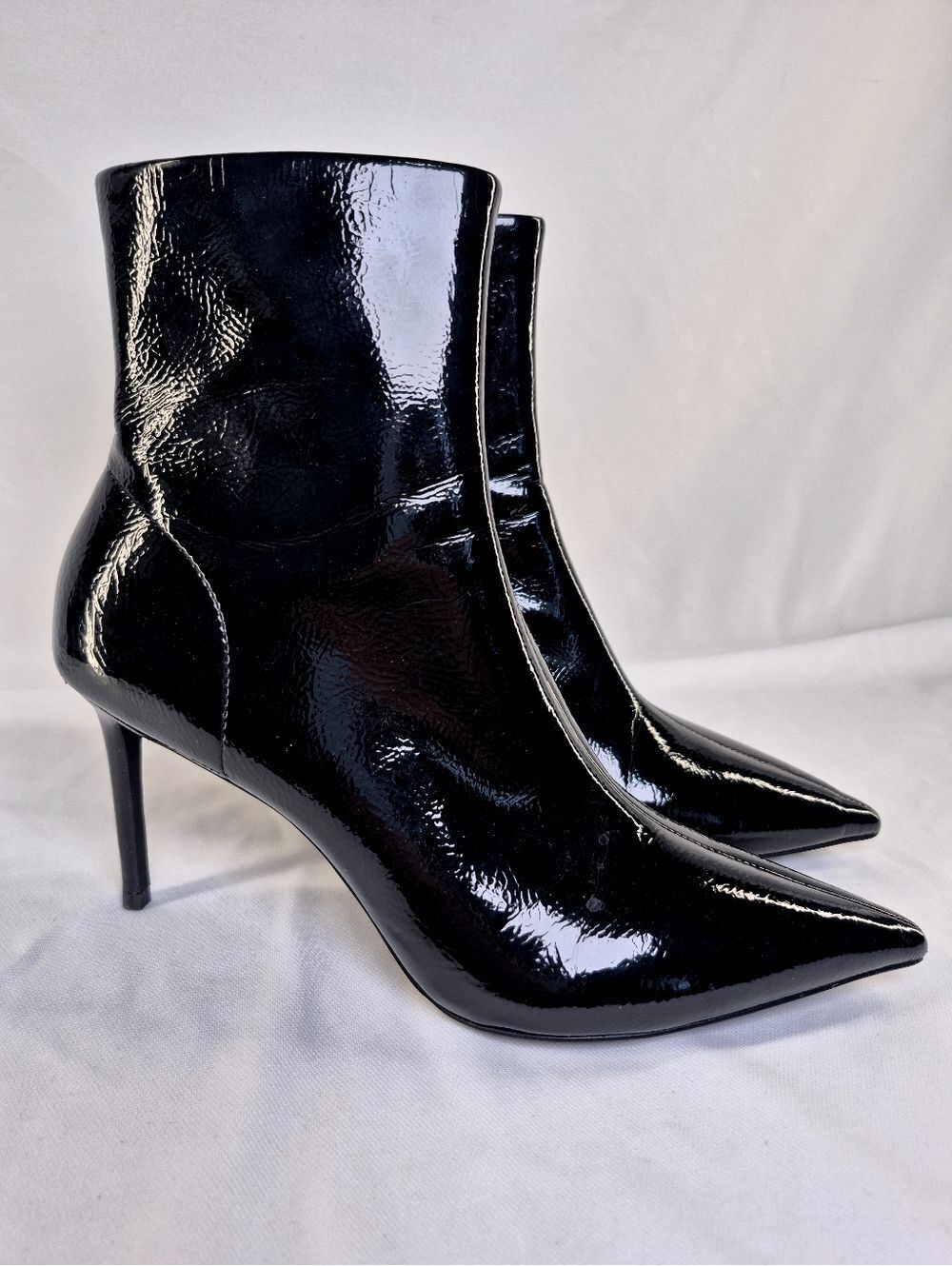 Jeffrey Campbell Womens 9.5M NIXIE Patent Black Leather Ankle Heel Boots